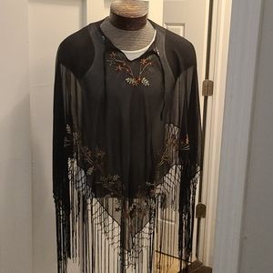 Vintage Embroidered black shaw